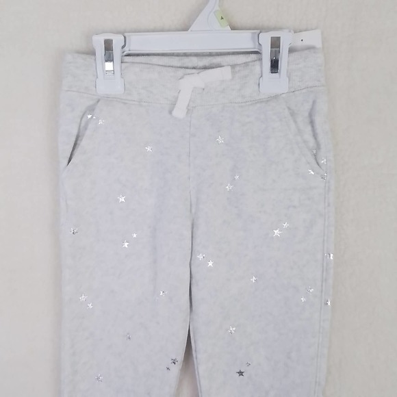 Oshkosh Fleece Lined Jogger Girls Size 4 in Heather Grey w/ Silver‎ Stars - Picture 3 of 12